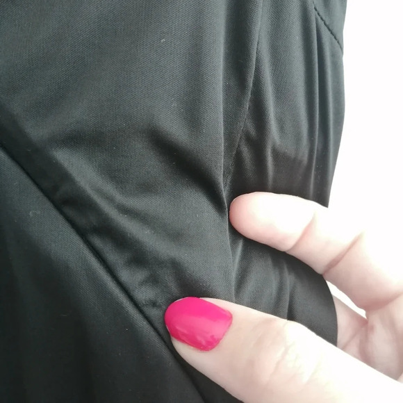 All Saints Kaya Drape Front Asymmetric Satin Black Mini Dress Spaghetti Straps 0 - Picture 14 of 16